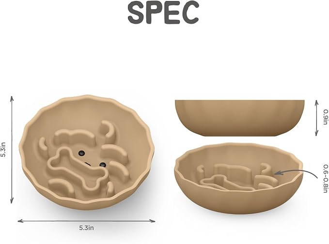 Slow Feeder Dog Bowls Made of Premium Food-Grade Silicone | Anti-Choking & Slow Eating for Improved Digestion, Non-Slip, Soft & Durable, Quiet Dog Bowl, Cute (Brown, Doggy) - Image 9