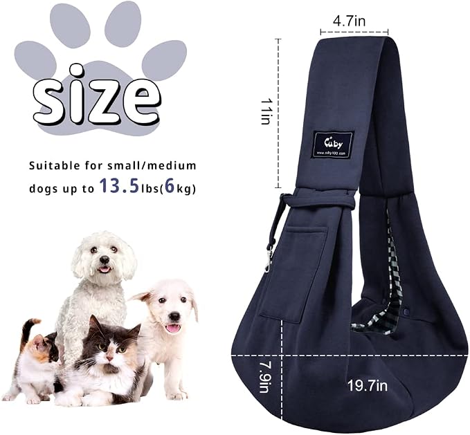 CUBY Dog and Cat Sling Carrier - Hands Free Reversible Pet Papoose Bag - Soft Pouch and Tote Design - Suitable for Puppy, Small Dogs Cats Outdoor - Image 3