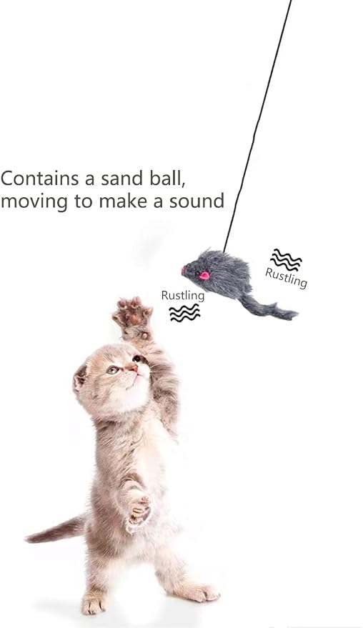 Kalimdor Interactive Cat Feather Toys,Retractable Teaser Toy ，Hanging Interactive Toys for Indoor Cats Kitten Play Chase Exercise, Kitten Mental Exercise Toys (2 Pack) - Image 3