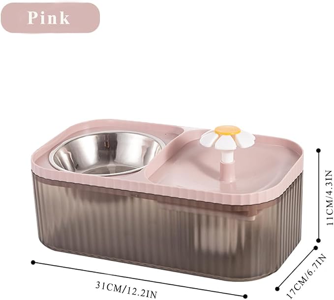 Marchul Cat Water Fountain and Stainless Steel Food Bowl, 100oz/3L Super Quiet Automatic Pet Water Dispenser with Smart Pump and 3 Replacement Filters for Cats and Small Dogs, Pink - Image 8