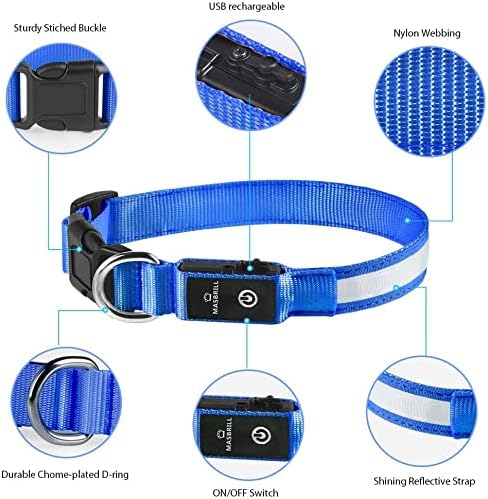 MASBRILL Light Up DogCollars-Rechargeable LED Dog Collar-Waterproof Night Walking Glowing Dog Collar for Small Medium Large Dogs - Image 4