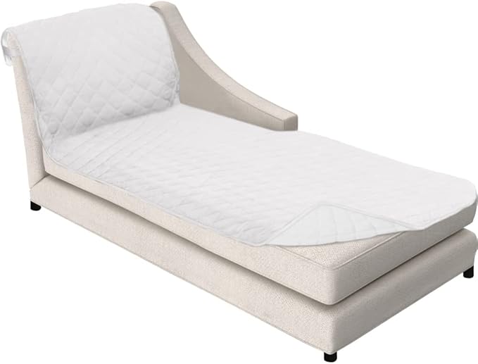 Sofa Shield® Couch Chaise Lounge Slip Cover for Dogs with Strap, White | Reversible Furniture Protector, Stain and Tear Resistant Cushion Cover, Machine Washable Slipcover for Pets, Cats 70 inch by SofaShield