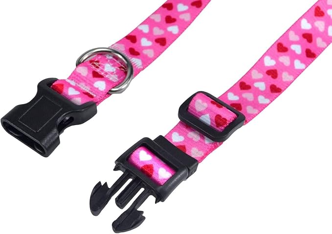 Mihqy Dog Collar, Love Heart Pattern, for Large Dogs, Pink Heart,L | Neck Fit 14.9"-24.8", Heart Patterns，4 Sizes for Small Medium Large Dogs, Comfortable for Walks and Outdoor Hikes - Image 6