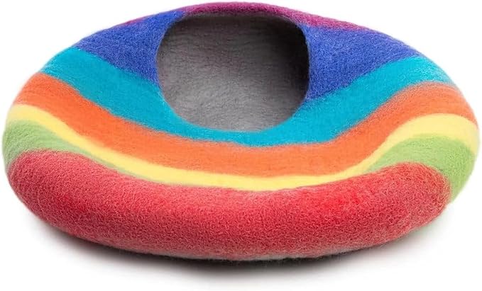 Luxurious Merino Wool Cat Cave - Foldable Hideaway Pod for Indoor Cats - Premium Felt Kitten Pet Enclosure - Covered Cat House for Ultimate Cozy Comfort by Woolygon (Blue Green) - Image 2