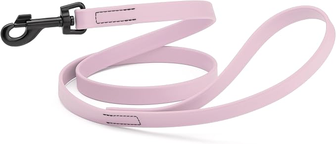 Dogline Biothane Waterproof Dog Leash Strong Coated Nylon Webbing with Black Hardware Odor-Proof Easy to Clean High Performance for Small or Large Dogs Made in USA 4 or 6 ft Lead, Pastel Purple by Dogline