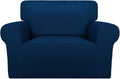 PureFit Super Stretch Sofa Slipcover – Spandex Non Slip Soft Couch Sofa Cover, Washable Furniture Protector with Non Skid Foam and Elastic Bottom for Kids, Pets (Oversized, Navy) by PureFit