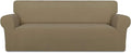 PureFit Stretch Couch Covers for Sofa Large Sofa Slipcovers Tan | 1-Piece Sofa Cover Washable Soft Couch Protector, Couch Slipcover with Non Skid Foam and Elastic Bottom for Kids, Dogs by PureFit