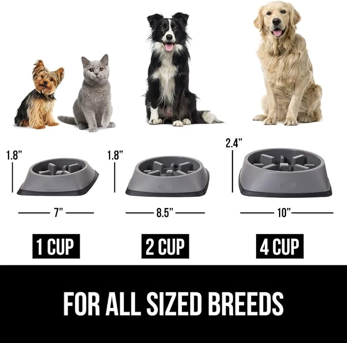 GORILLA GRIP® Patented Slow Feeder Dog and Cat Bowl, BPA Free, 4 Cup Gray | Interactive Puzzle Toy for Food Training Enrichment, Keeps Pets Busy and Prevents Puppy Overeating, All Breeds - Image 6