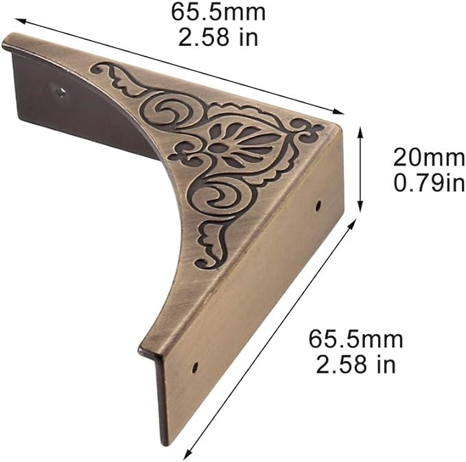 Metal Corner Protector, 4 Pcs Antique Edge Safety Guard Cabinet Furniture Corner Bumpers,Table Corner Protectors,Cover Damaged Corners on Coffee Table (Bronze) - Image 5