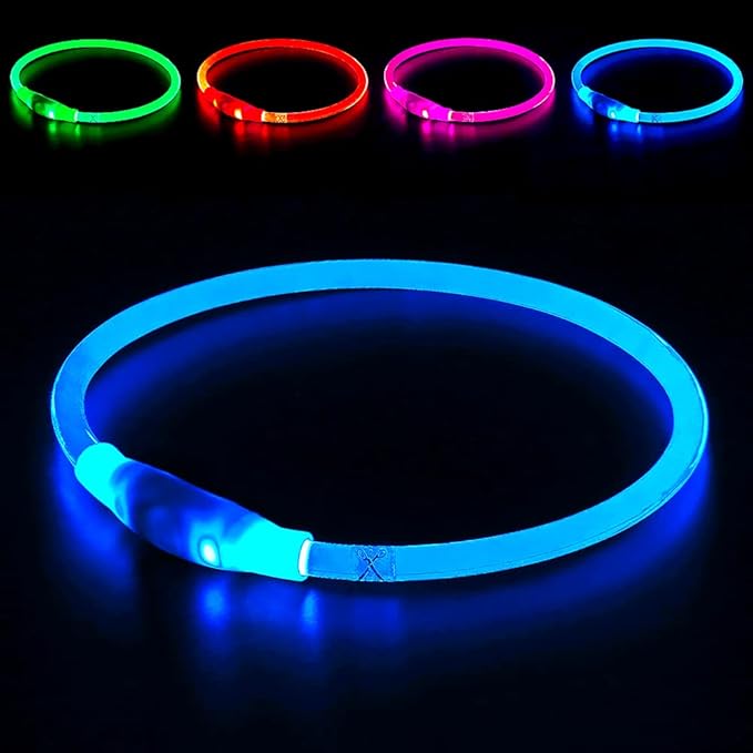 Light up Dog Collar, BSEEN USB Rechargeable Led Flash Dog Necklace | Pet Safety Collar Makes Your Beloved Dogs Be Seen at Night for Small Medium Large Dogs( Blue) by BSEEN