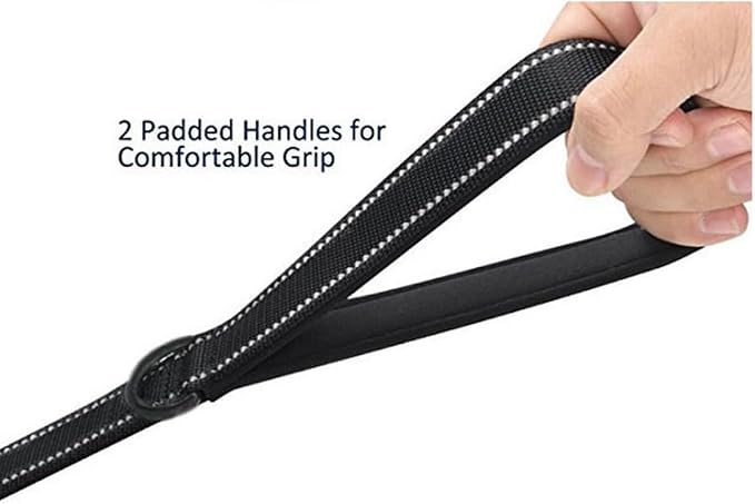 Heavy Duty Dog Leash - 2 Handles by Padded Traffic Handle for Extra Control, 6foot Long - Perfect for Medium to Large Dogs (6 ft, Black Red) - Image 5