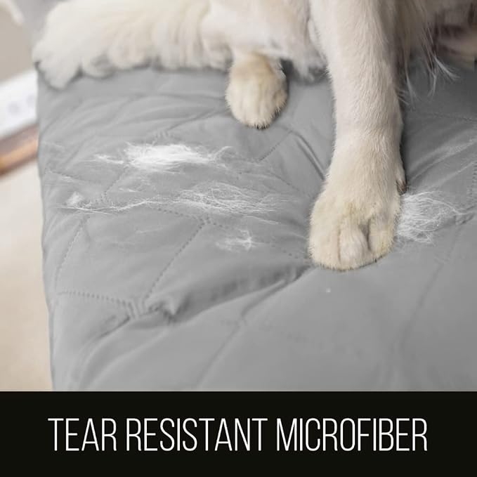 Sofa Shield® Couch Chaise Lounge Slip Cover for Dogs with Strap, Light Gray | Reversible Furniture Protector, Stain and Tear Resistant Cushion Cover, Machine Washable Slipcover for Pets, Cats 70 inch - Image 3