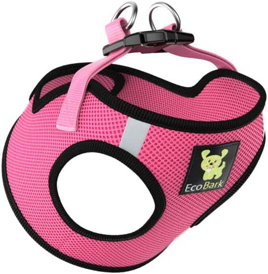 EcoBark Step in Dog Harness, Soft Mesh, Bubblegum Pink, Medium, No Choke | Eco Friendly Small & Medium Breed Dog Harnesses, Reflective & Adjustable Mini Body Halter Vest, Soft Toy Breed Harness - Image 9