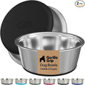 GORILLA GRIP Dog Bowls, Food Grade Stainless Steel, Set of 2, 2 Cup, Black | 304 Stainless Steel Pet Feeding Bowls Hold 16 fl oz Each, Dishwasher Safe, Rust Resistant, BPA Free Rubber Base by Unknown