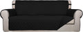 PureFit Reversible Quilted Couch Covers for Dogs Oversized Sofa Cover 78” | Black/Black, Water Resistant Couch Protector, Washable Pet Couch Cover with Non Slip and Elastic Straps For Kids by PureFit