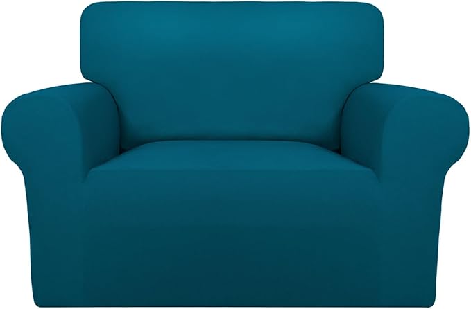 PureFit Super Stretch Sofa Slipcover – Spandex Non Slip Soft Couch Sofa Cover, Washable Furniture Protector with Non Skid Foam and Elastic Bottom for Kids, Pets (Oversized, Peacock Blue) by PureFit