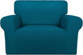 PureFit Super Stretch Sofa Slipcover – Spandex Non Slip Soft Couch Sofa Cover, Washable Furniture Protector with Non Skid Foam and Elastic Bottom for Kids, Pets (Oversized, Peacock Blue) by PureFit