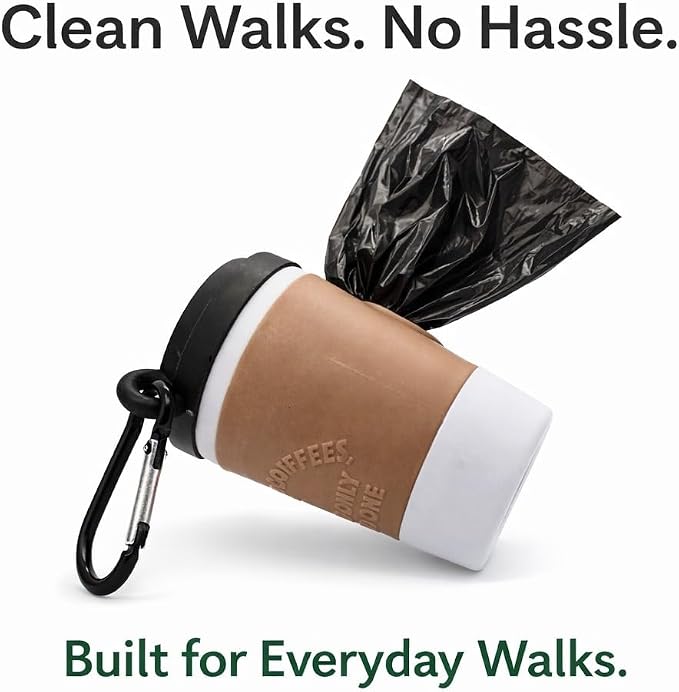 Dog Poop Bag Holder Dispenser, Clip-On Leash Waste Bag Holder, Hands-Free Dog Walking Accessory, Portable & Lightweight, Includes Roll of Bags (Black) - Image 5