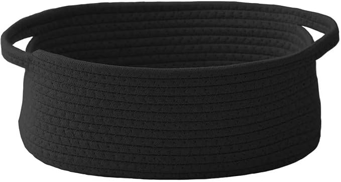 JMvicyroam Small Woven Basket, Empty Gift Basket, Black/1 Pack | Small Gift Basket, Cotton Rope, 12 x 8 x 24 in, Handles, Includes Ribbon and Bag, Birthday Gift Basket by JMvicyroam