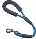 Short Dog Leash 18 Inch Rope Traffic Lead with Padded Handle | 1.5FT Lead 1/2” Strong Nylon Tab for Medium Large Dogs Training Walking (Blue) by Mycicy
