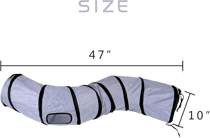 iCAGY Cat Tunnel Toys for Indoor Cats Kittens Rabbits, Pet Toy Play Tunnels | Interactive Crinkle Pop Up Tunnel Toys, Relieve Cat Boredom, Dark Grey 47" Shape S - Image 4