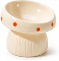 Ceramic ElevatedMushroom Feeding Cat Bowl Whisker Friendly | 15° Tilted,Wide & Shallow, Premium Ceramic by Unknown