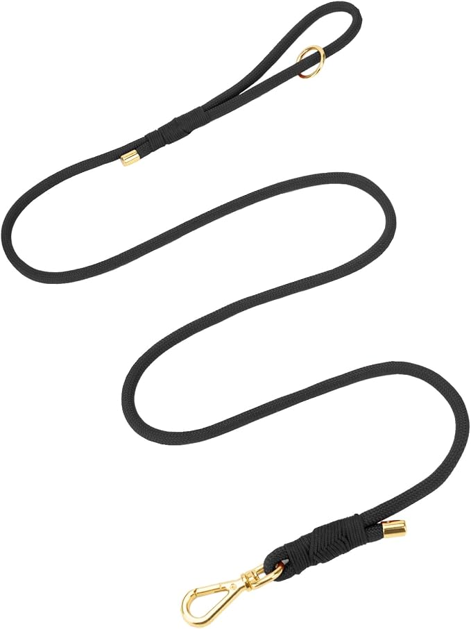 5FT Dog Leash 5/16 inch Puppy Cat Rope Lead | Black, with Anti-tangle Swivel Clip, Comfortable Non-slip Grip Handle, Ideal for Daily Walks, for Small Medium Dogs by Sunraymascota