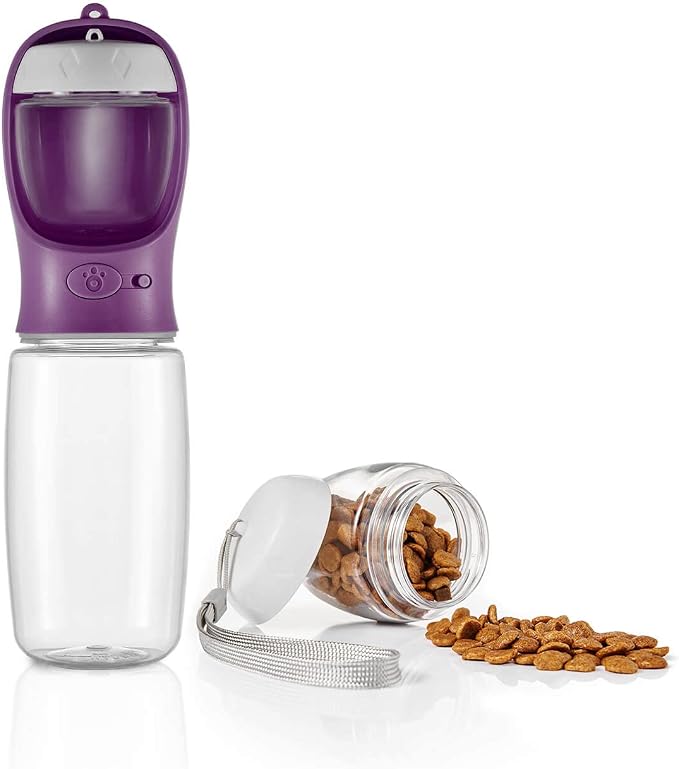 WePet Portable Dog Water Bottle with Food Container, 19 OZ + 6 OZ, Leak Proof Puppy Water Dispenser with Drinking Feeder for Pets Outdoor Walking, Hiking, Travel, Food Grade Plastic by WePet