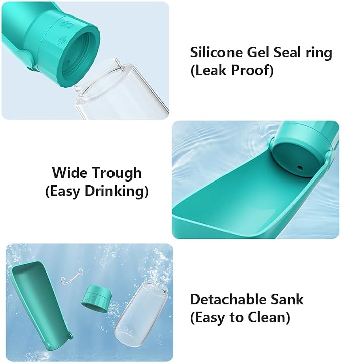 Dog Water Bottle Portable for Walking Pet Travel 19 OZ Leak proof Water Bottle Bowl with Drinking Feeder Cat Puppy Water Dispenser for Hiking Camping Blue | for Puppy Cat Walking Hiking Camping, Pet Travel Leak proof Water Bottle Bowl Small Medium Larg... - Image 4
