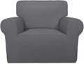 PureFit Super Stretch Chair Covers Fleece Couch Covers for Sofa Gray | 1-Piece Spandex Couch Cover Soft Couch Protector, Sofa Cover Washable with Non Skid Foam and Elastic Bottom for Kids, Dogs by PureFit