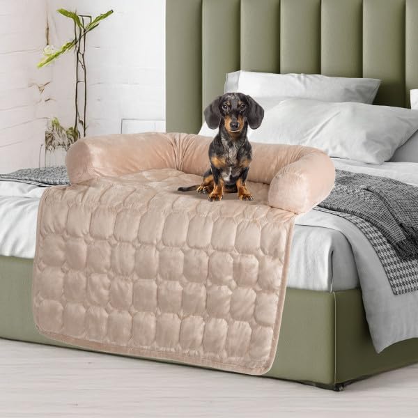 Couch Cover for Dogs – 30x30.5 Pet Furniture Protector with Memory Foam Bolster, Quilted Fabric, Non-Slip Water-Resistant Base by PETMAKER (Beige) - Image 7