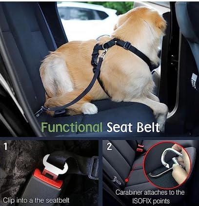 VavoPaw Dog Seat Belt Vest Harness for Car, 2 in 1 Seatbelt Buckle | Soft Breathable Mesh, Adjustable Buckle, Nylon, Heavy Duty Pet Safety Seat Belts for Small Medium Large Pets, Black, S - Image 5