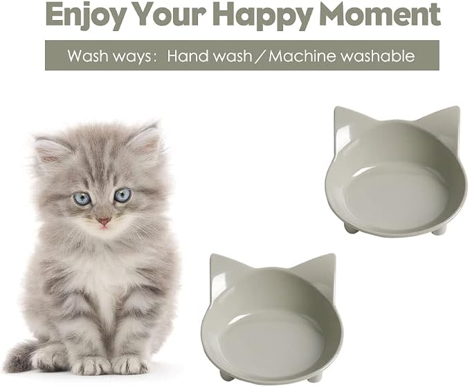 Kitten Food Bowls 2 Pack, Non-Slip Shallow Dishes for Small Pets & Rabbits | Food Grade Safe Pet Bowl Set for Kittens, Puppies & Rabbits, Easy Clean, Relieves Whisker Fatigue, Ideal for Cat Food & Water - Image 3