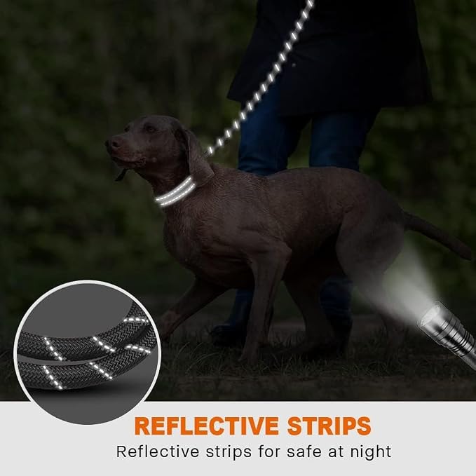 Taglory Rope Dog Leash for Medium Large Dogs, 4 FT Padded Handle, Grey | Climbing Rope for Strong Pullers, Reflective for Night Walks and Training, Comfortable Grip, Anti-tangle Swivel Clip 1/2 inch - Image 5