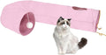 Cat Tunnel, 2-Way Collapsible Cat Tube with Interactive Peek-A-Boo Hole, Toy Ball, and Rope – Ideal for Indoor Cats, Kittens, and Rabbits (Pink) by Thanksforyourfollow