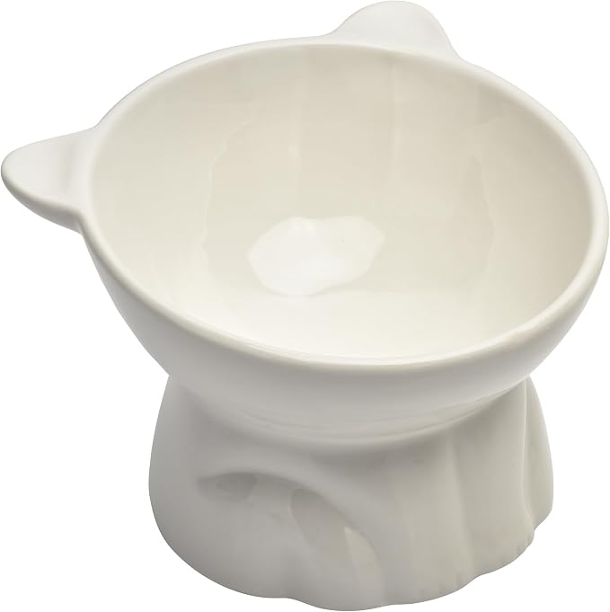 Elevated Cat Food Bowl,9 Oz Ceramic Raised and Tilted Water Bowl,Anti Vomiting and Protect Pets Spines Dishes for Fat Faced Cat, Indoor Cats,Kitten,Small Dog (Green) - Image 6