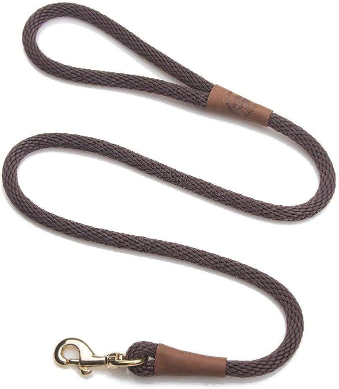 Mendota Pet Snap Leash - British-Style Braided Dog Lead, Made in The USA - Brown, 1/2 in x 4 ft - for Large Breeds by MendotaPet