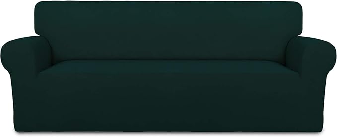 PureFit Stretch Oversized Couch Covers Fleece Sofa Slipcovers Deep Teal | 1-Piece Sofa Cover Washable Soft Couch Protector, Couch Slipcover with Non Skid Foam and Elastic Bottom for Kids, Dogs by PureFit
