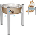 Elevated Cat Bowl Stand Good for Senior Cats Digestion Arthritis Relief - Adjustable Metal Feeder Riser, Fits 5.1-7.45” Round Bowls (No Bowls)(White) by Unknown
