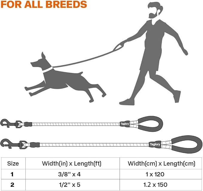 Taglory Rope Dog Leash for Medium Large Dogs, 5 FT Padded Handle, Blue | Climbing Rope for Strong Pullers, Reflective for Night Walks and Training, Comfortable Grip, Anti-tangle Swivel Clip 1/2 inch - Image 7