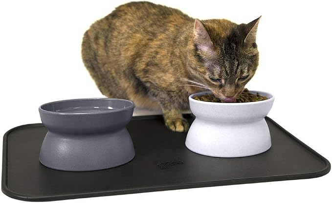 Kitty City Raised Cat Food Bowls and Mat Kit, Each Holds 6.5 Ounces- Pet Bowl for Dogs Cats and Pets, Model Number: CM-0297-CS01 - Image 6