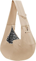 ARZQUT Dog and Cats Carrier Sling, Small Pet Carrier with Storage Pocket | Reversible Puppy Sling Carrier, Safety Buckle, Storage bag, Machine Washable for Travel, Outdoor Activitie, Hand-Free,Apricot by ARZQUT