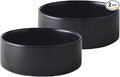 Ceramic Set of 2 Dog and Cat Bowls - Classic Food & Water Bowl for Kitty, Cats and Toy Breed Dogs, Weighted Dog Dishes, Food Grade Pet Bowl, Dishwasher & Microwave Safe (5.1'', 2*16OZ, Black) by Welloyed