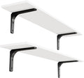 Long Wall Shelves, 39.4Inch Wooden Wall Mounted Shelves, Set of 2 | Large Floating Book Shelf, Metal Bracket, Easy Assembly, Max Load 33lbs, Wall Storage Ledges, Bedroom/Bathroom/Kitchen, White by DINZILVJ
