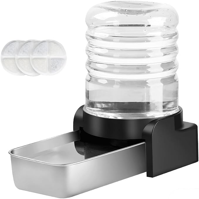 Marchul 1 Gallon Cat Water Dispenser, Automatic Gravity Dog Water Bowl Dispenser with 3 Filters, Stainless Steel Large Capacity Cat Waterer for Cats and Small Dogs (3 Filters) 3.8L by Marchul