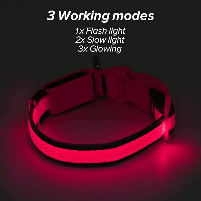 BSEEN Light up Dog Collar Lights for Night Walking - Waterproof LED Dog Collar light Rechargeable Glow in The Dark Dog Collars for Small Dogs (Pink, Small) - Image 8