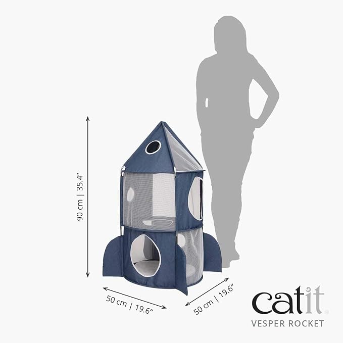 Catit Vesper Rocket Cat Tower, Blue, 42001 - Image 7