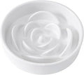 8.25'' Ceramic Slow Feeder Dog Bowls - Petal Shape Modern Dog Food Dish for Medium and Large Breeds, Puzzle Maze Bowl to Slow Down Eating, Anti-Gulping, Dishwasher & Microwave Safe, White by Welloyed