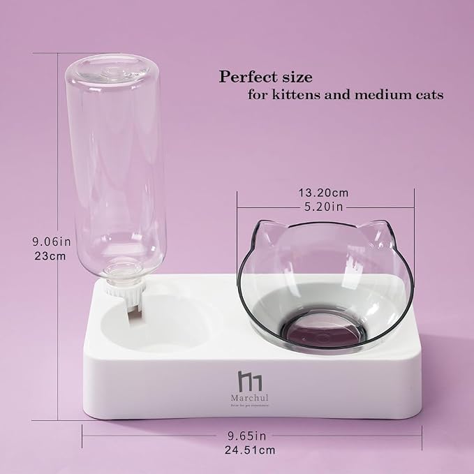 Marchul Tilted Cat Food Bowl with Feeding Mat for Food and Water, Food Feeding Dishes for Raised Cats and Puppies - Image 6
