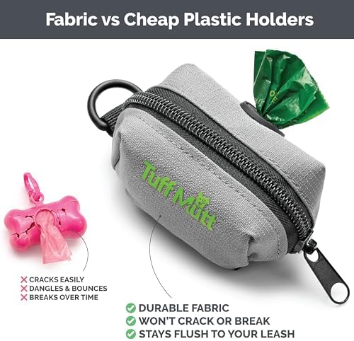 Tuff Mutt Dog Poop Bag Holder with Velcro Attachment - Durable Fabric Poop Bag Dispenser for Leashes - Includes Starter Roll for Easy Cleanup (Pack of 3) - Image 2